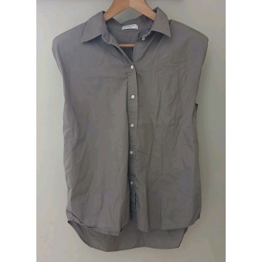 Babaton Button Up Collared Sleeveless Blouse‎